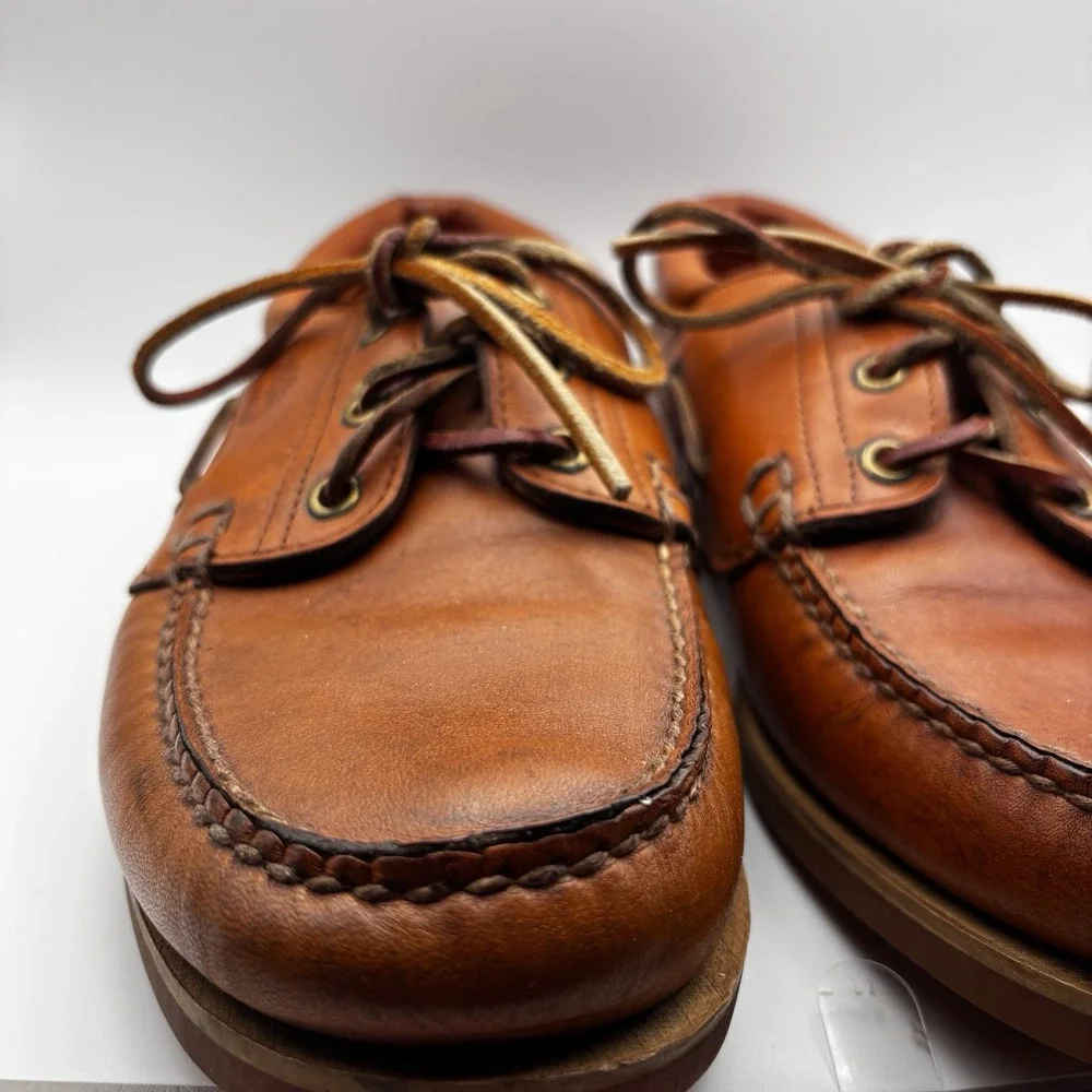 Vintage Timberland USA Men's 3-Eye Lug Boat‎ Shoes Vibram Sole Leather 9.5M